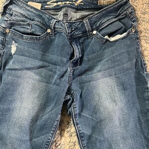 Seven7 Women's Distressed Blue Boyfriend Jeans